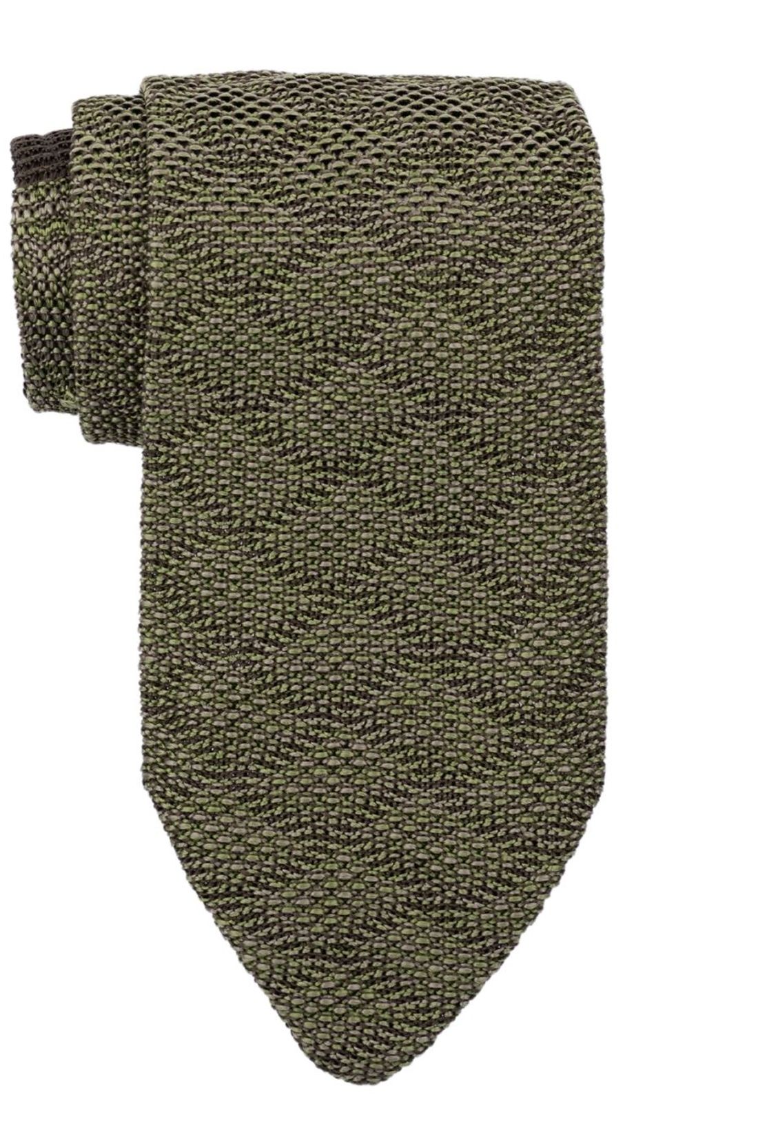 Green Geometric Knitted Italian Necktie for Men