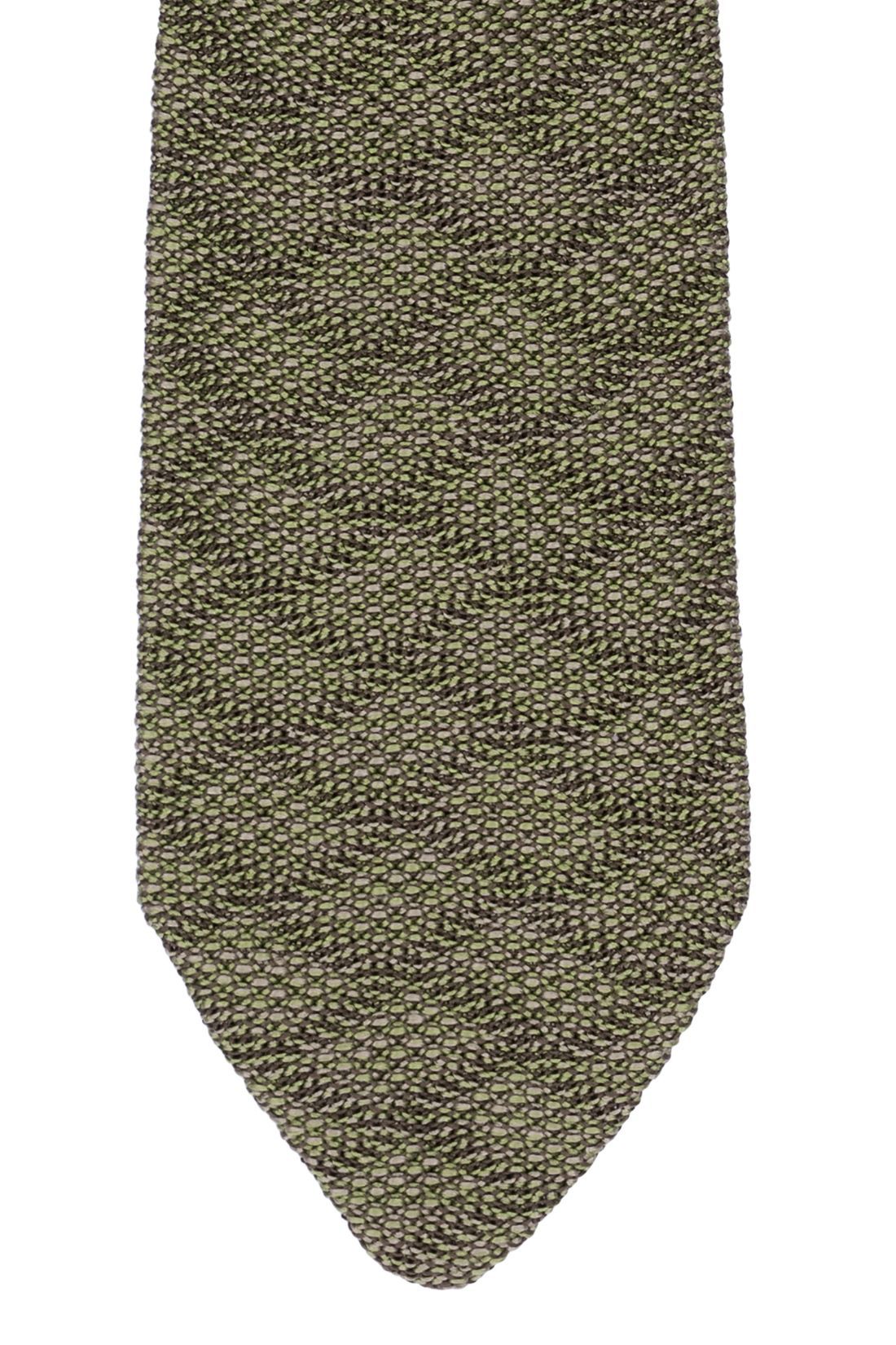 Green Geometric Knitted Italian Necktie for Men