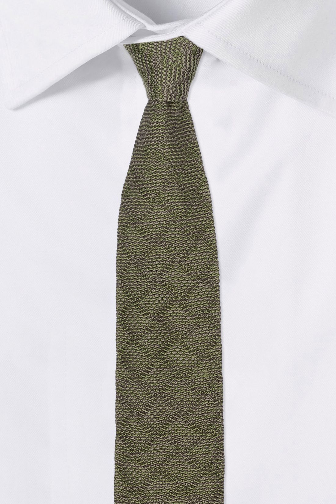 Green Geometric Knitted Italian Necktie for Men