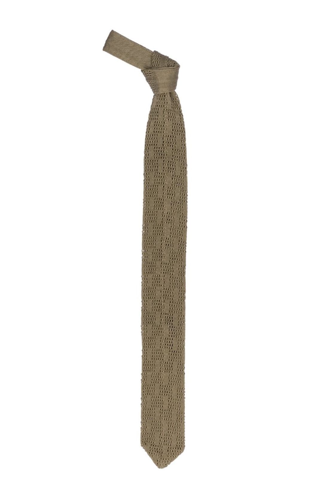 Green Solid Knitted Italian Necktie for Men