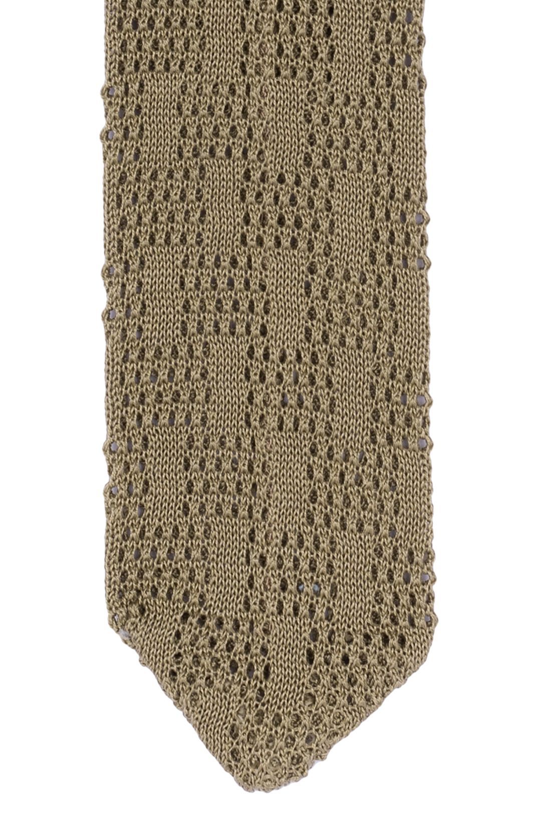 Green Solid Knitted Italian Necktie for Men