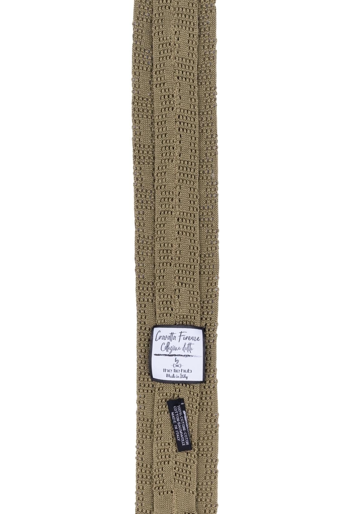 Green Solid Knitted Italian Necktie for Men