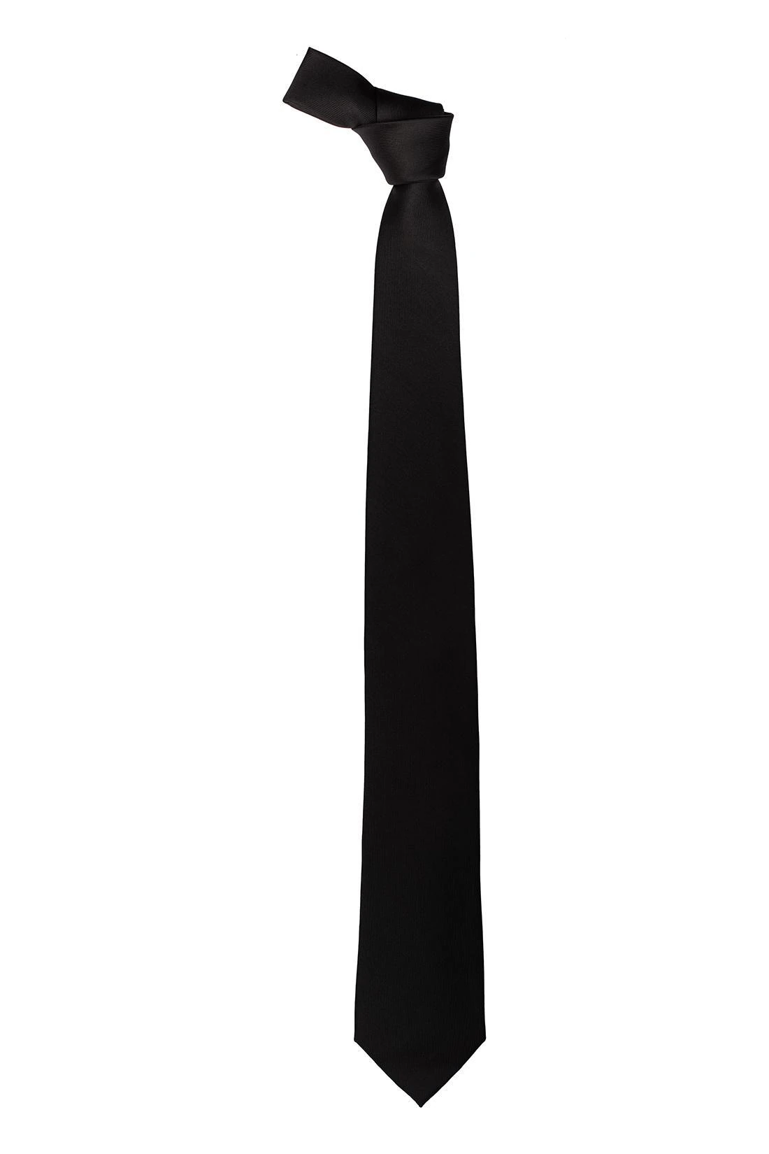 Black Solid Silk Necktie for Men