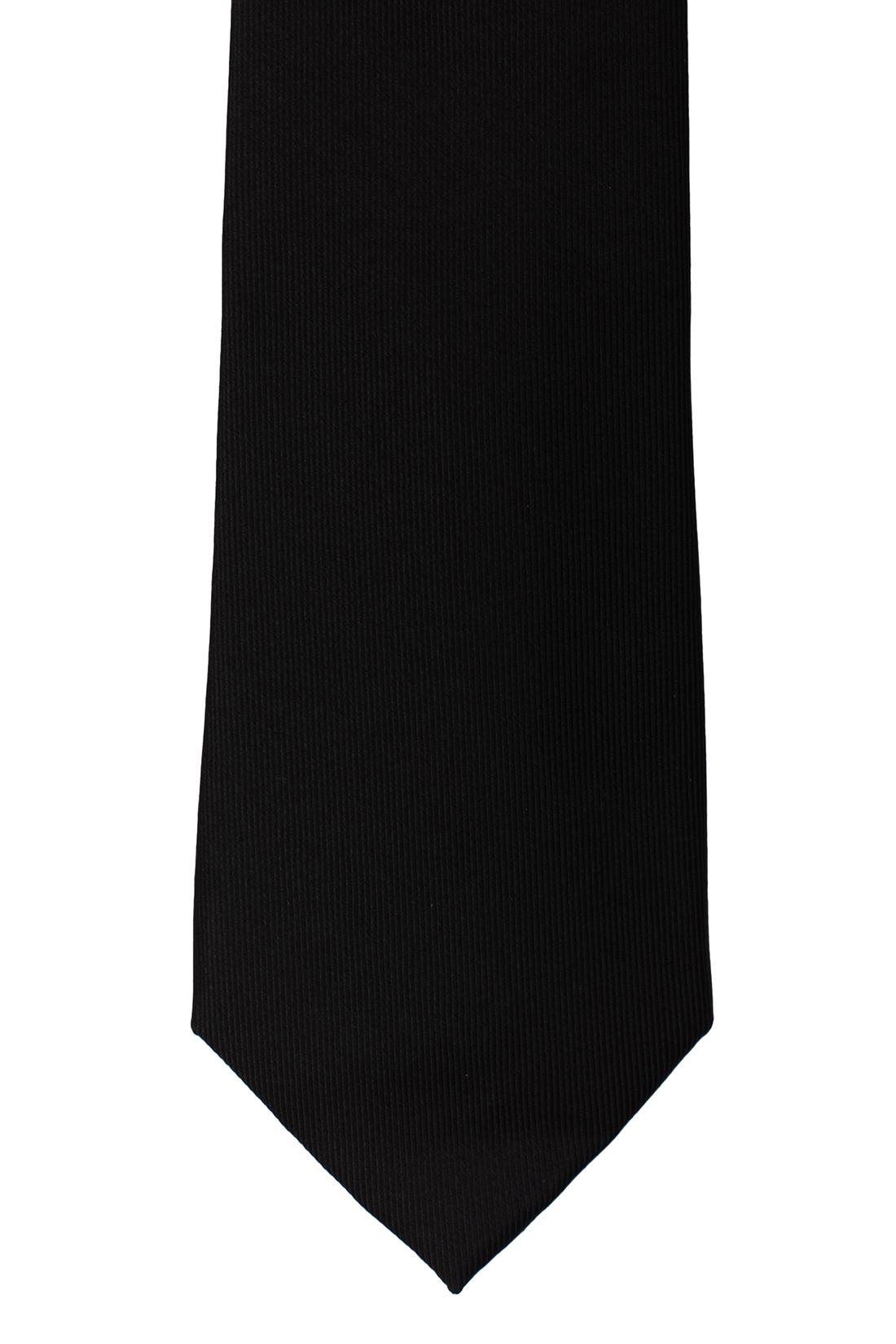 Black Solid Silk Necktie for Men