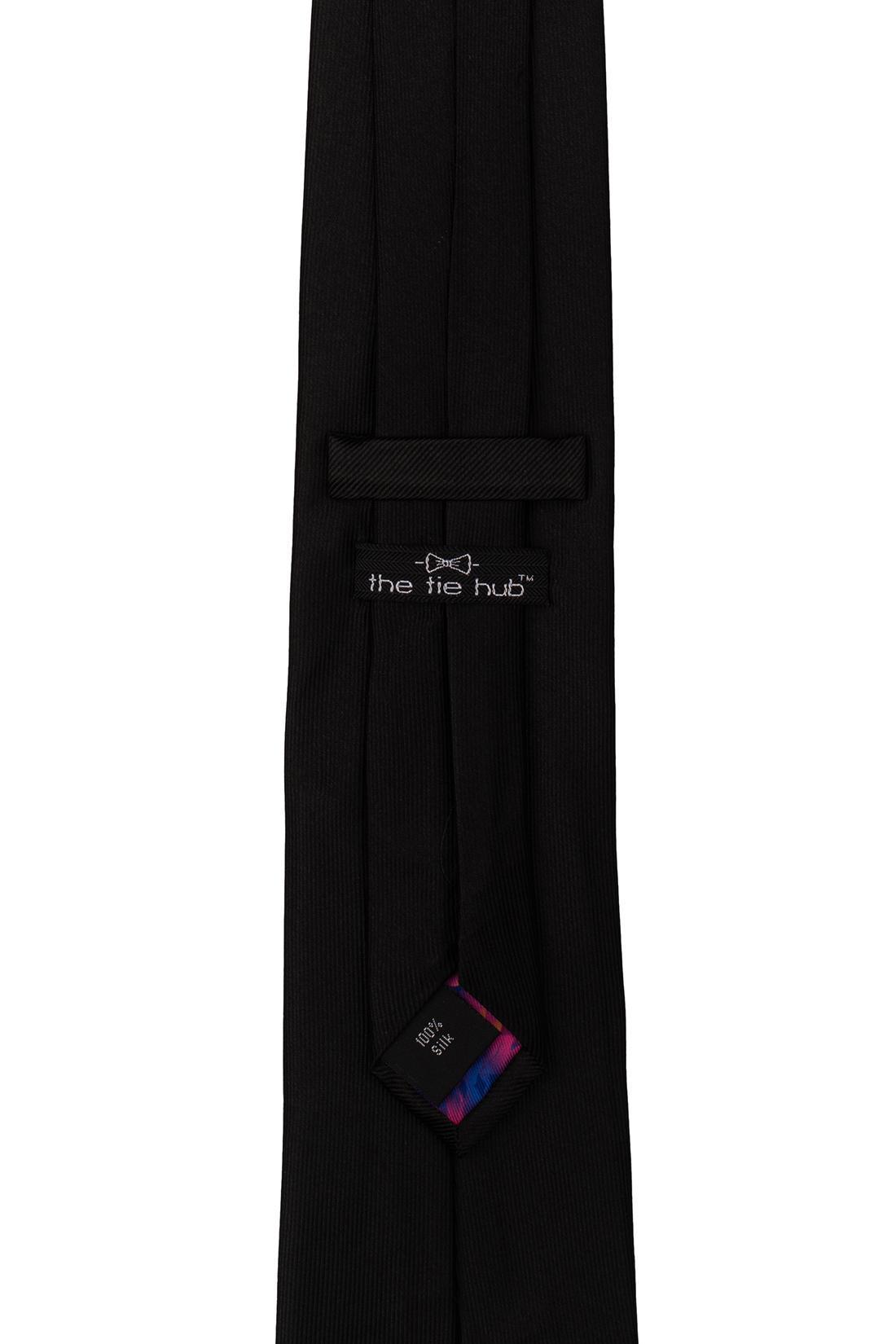 Black Solid Silk Necktie for Men