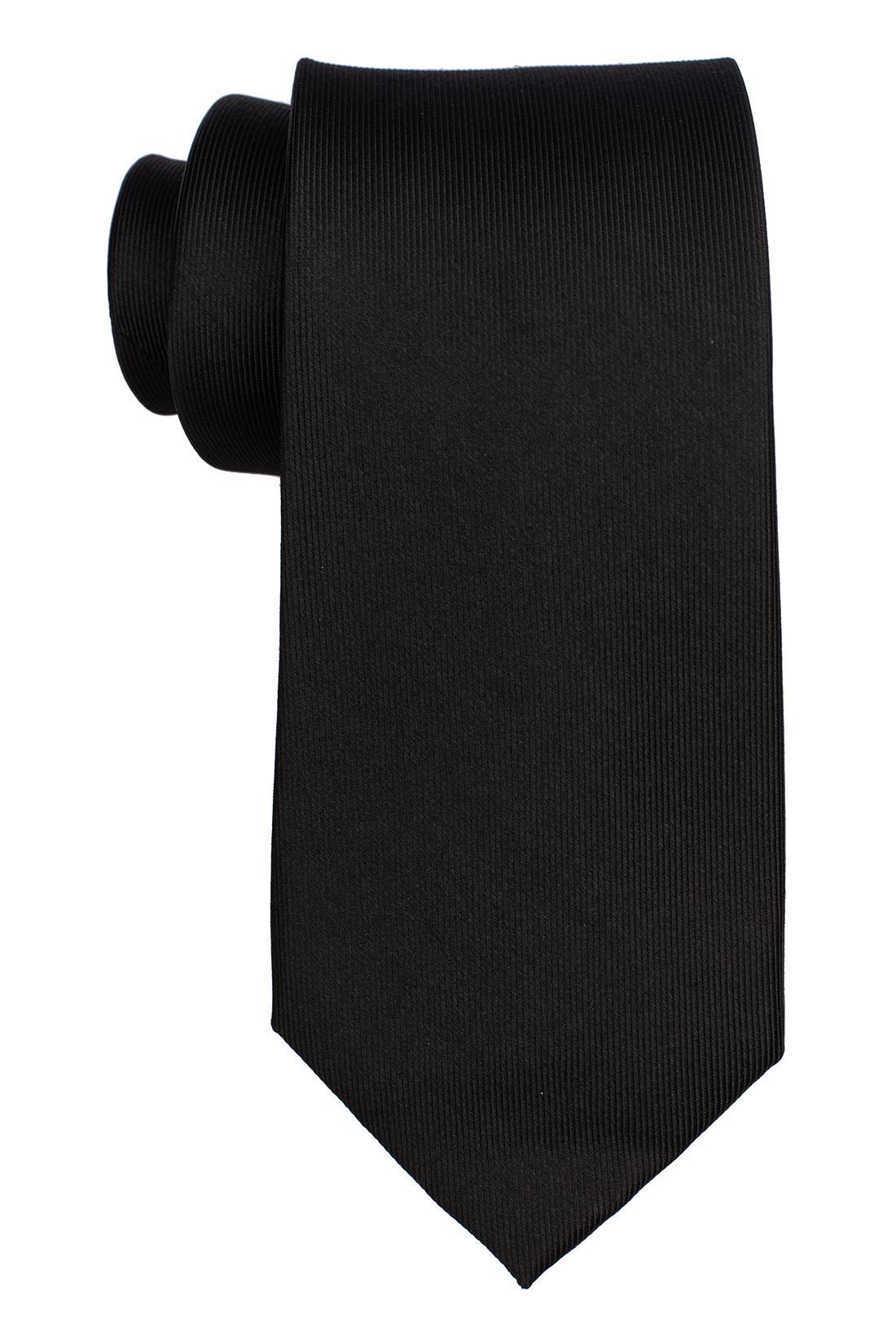 Black Solid Silk Necktie for Men