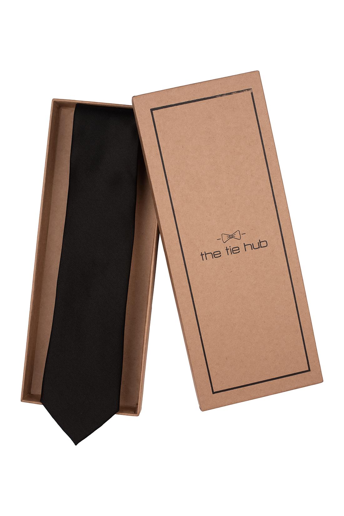 Black Solid Silk Necktie for Men