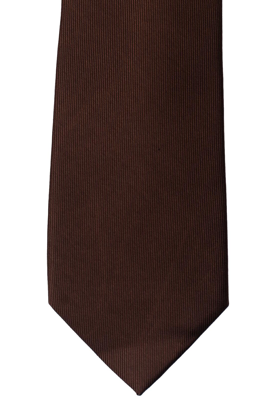 Brown Solid Silk Necktie for Men