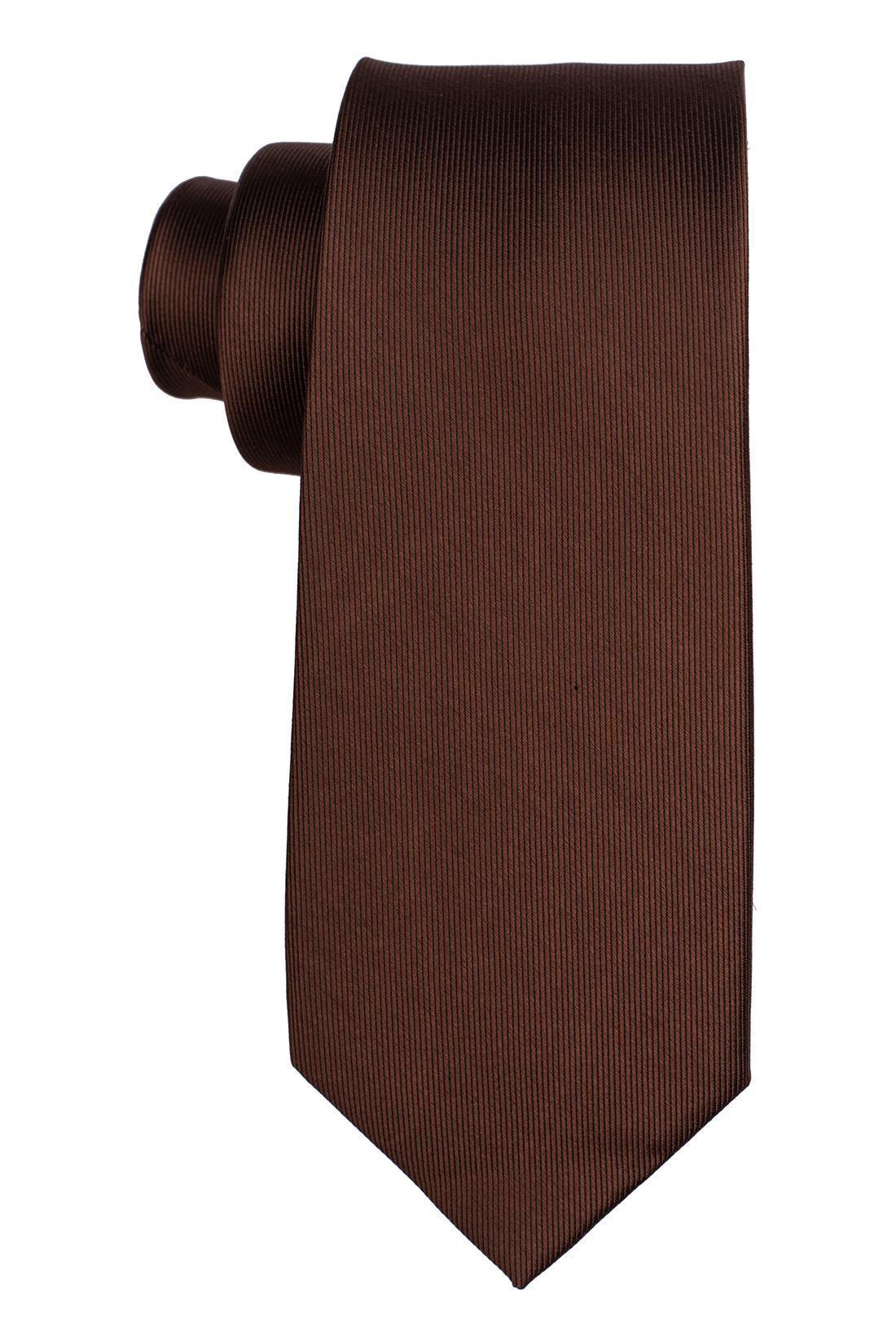 Brown Solid Silk Necktie for Men