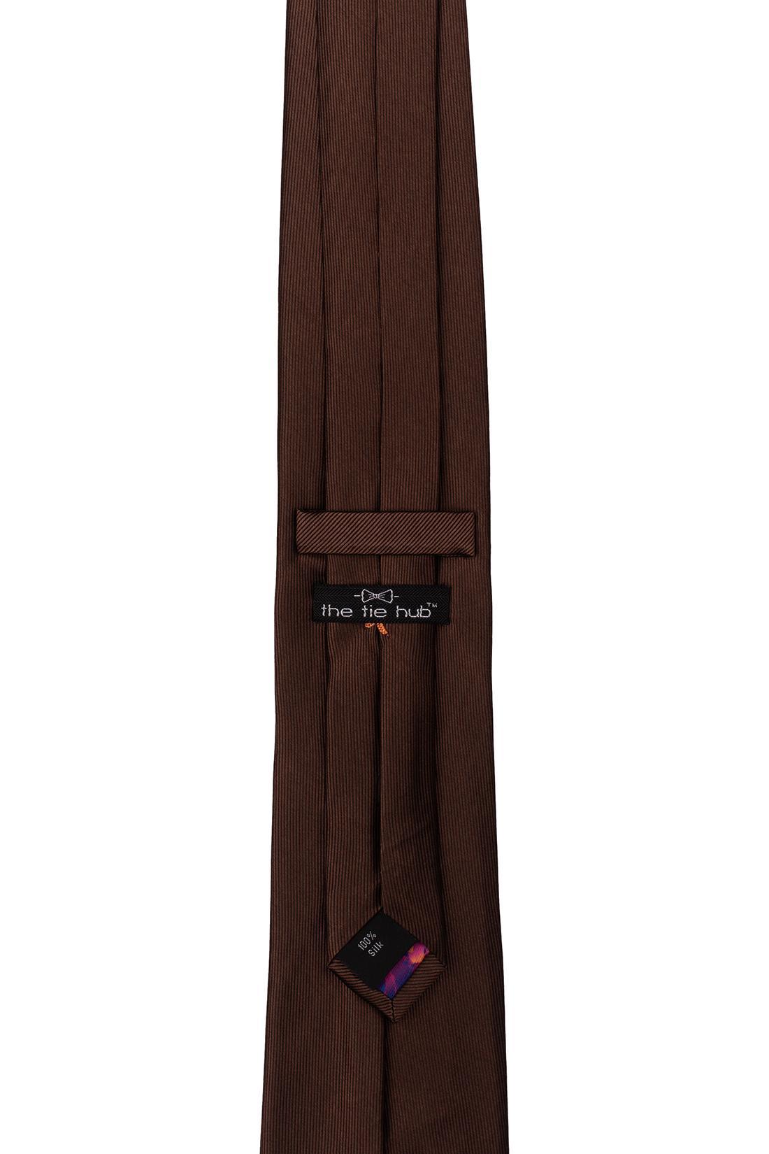 Brown Solid Silk Necktie for Men
