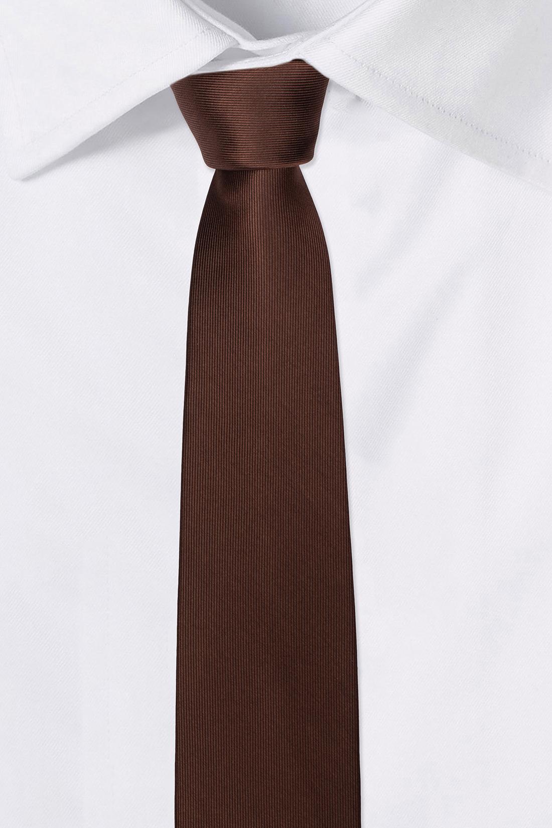 Brown Solid Silk Necktie for Men