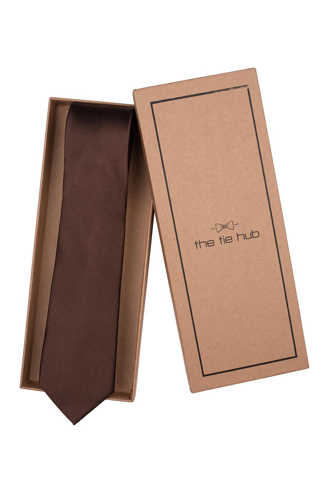 Brown Solid Silk Necktie for Men
