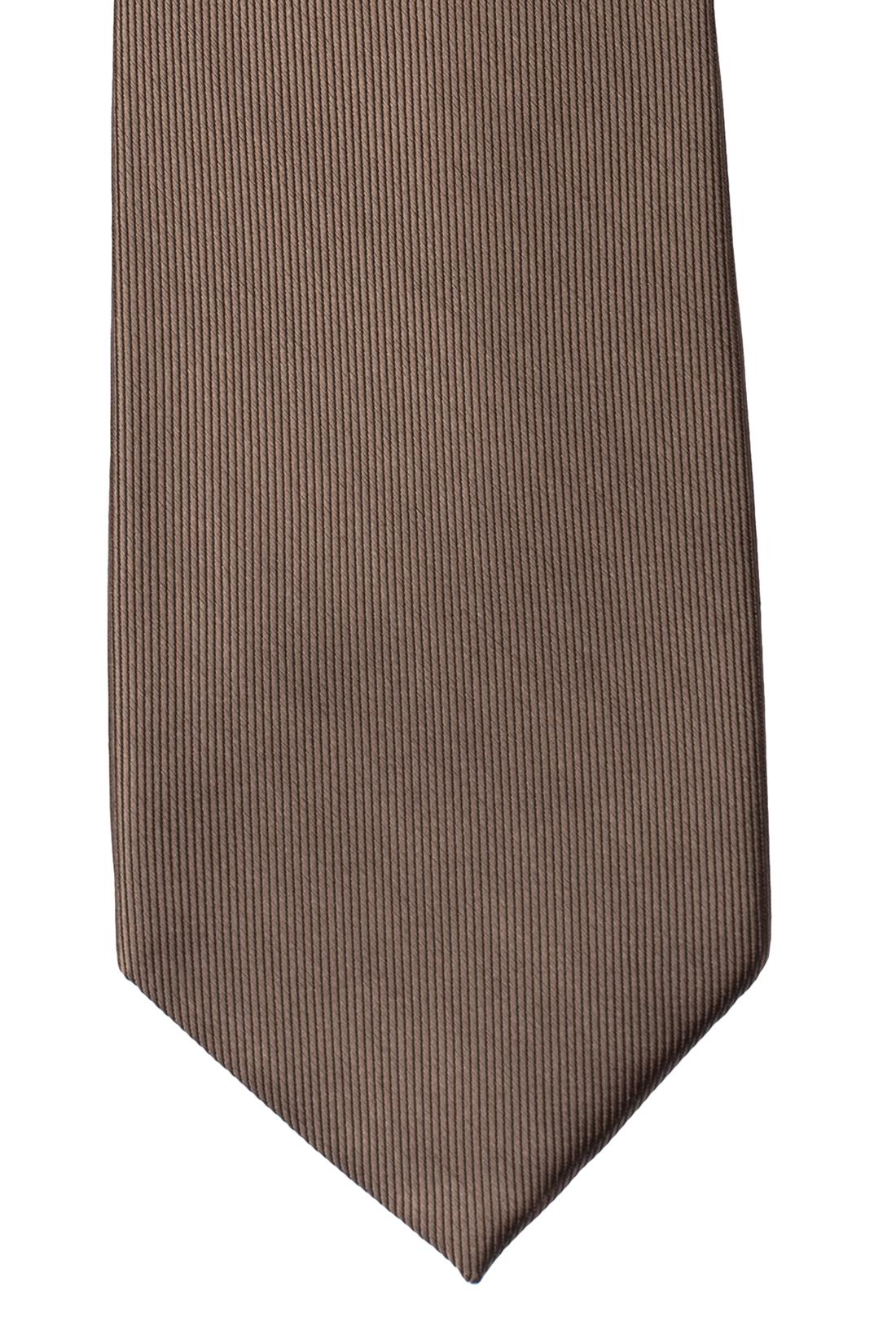 Brown Solid Silk Necktie for Men