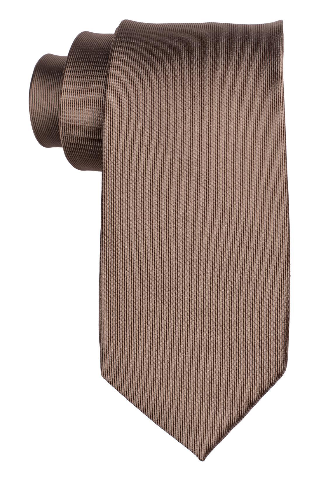 Brown Solid Silk Necktie for Men