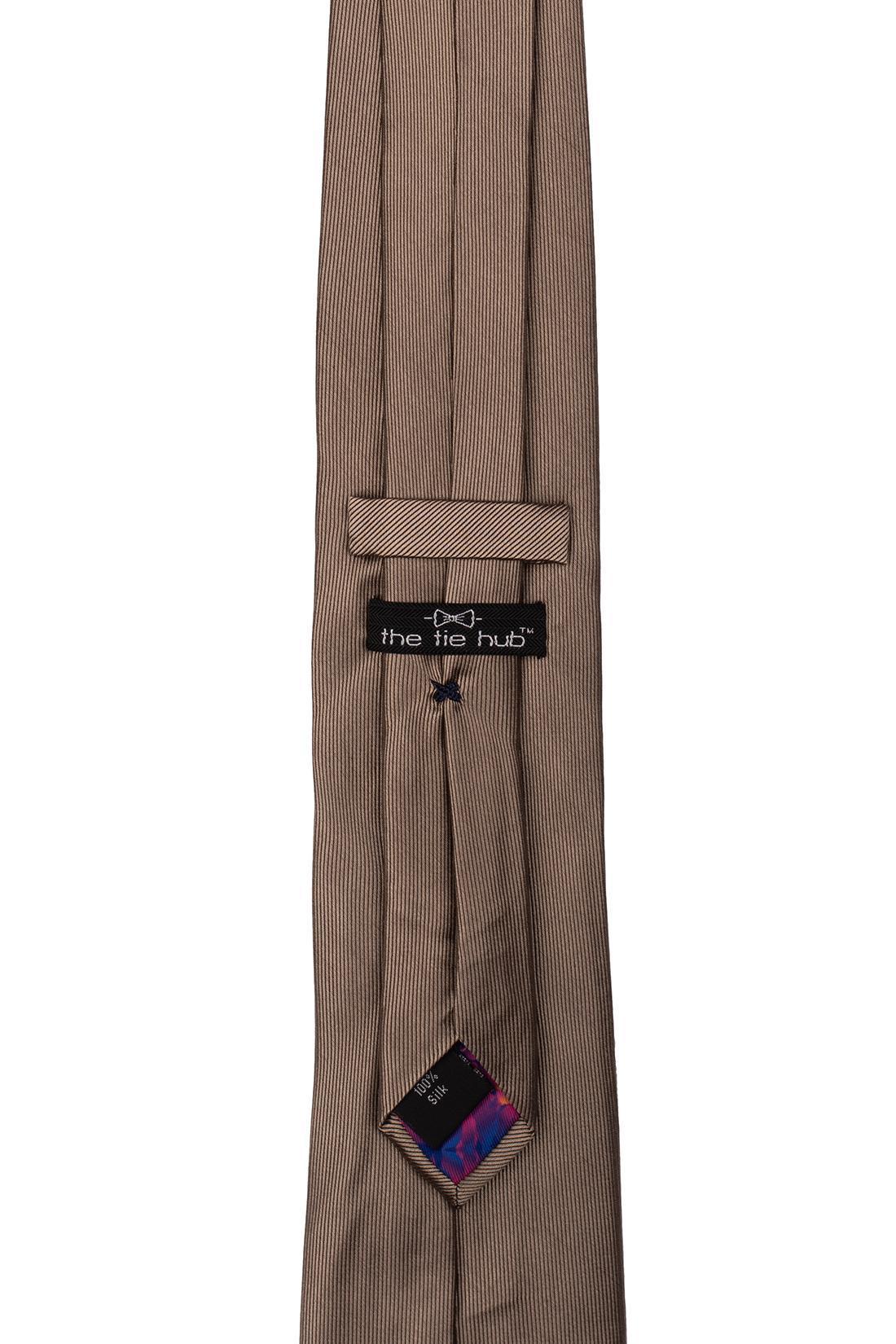 Brown Solid Silk Necktie for Men