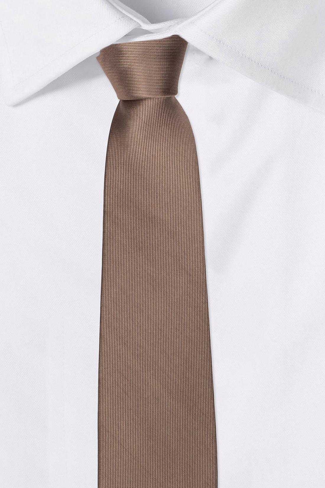 Brown Solid Silk Necktie for Men