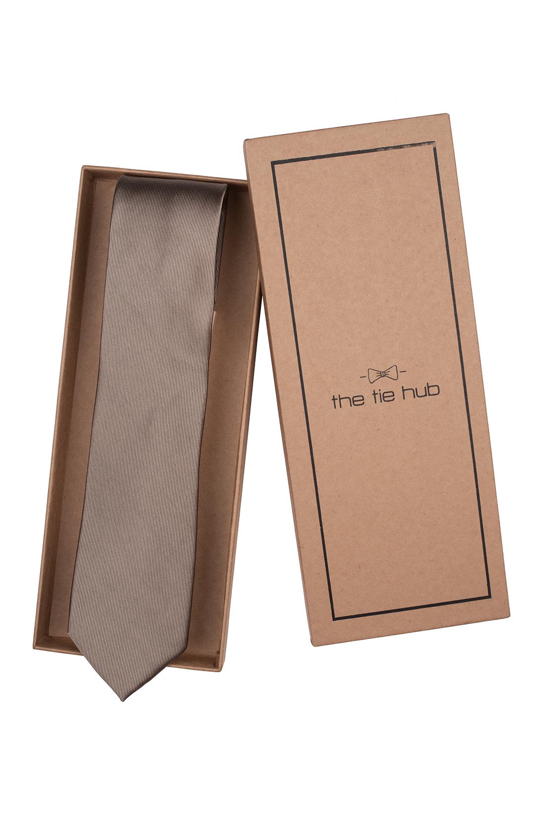 Brown Solid Silk Necktie for Men