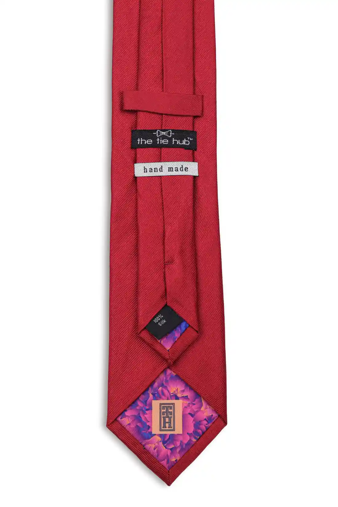 Red Solid Silk Necktie for Men