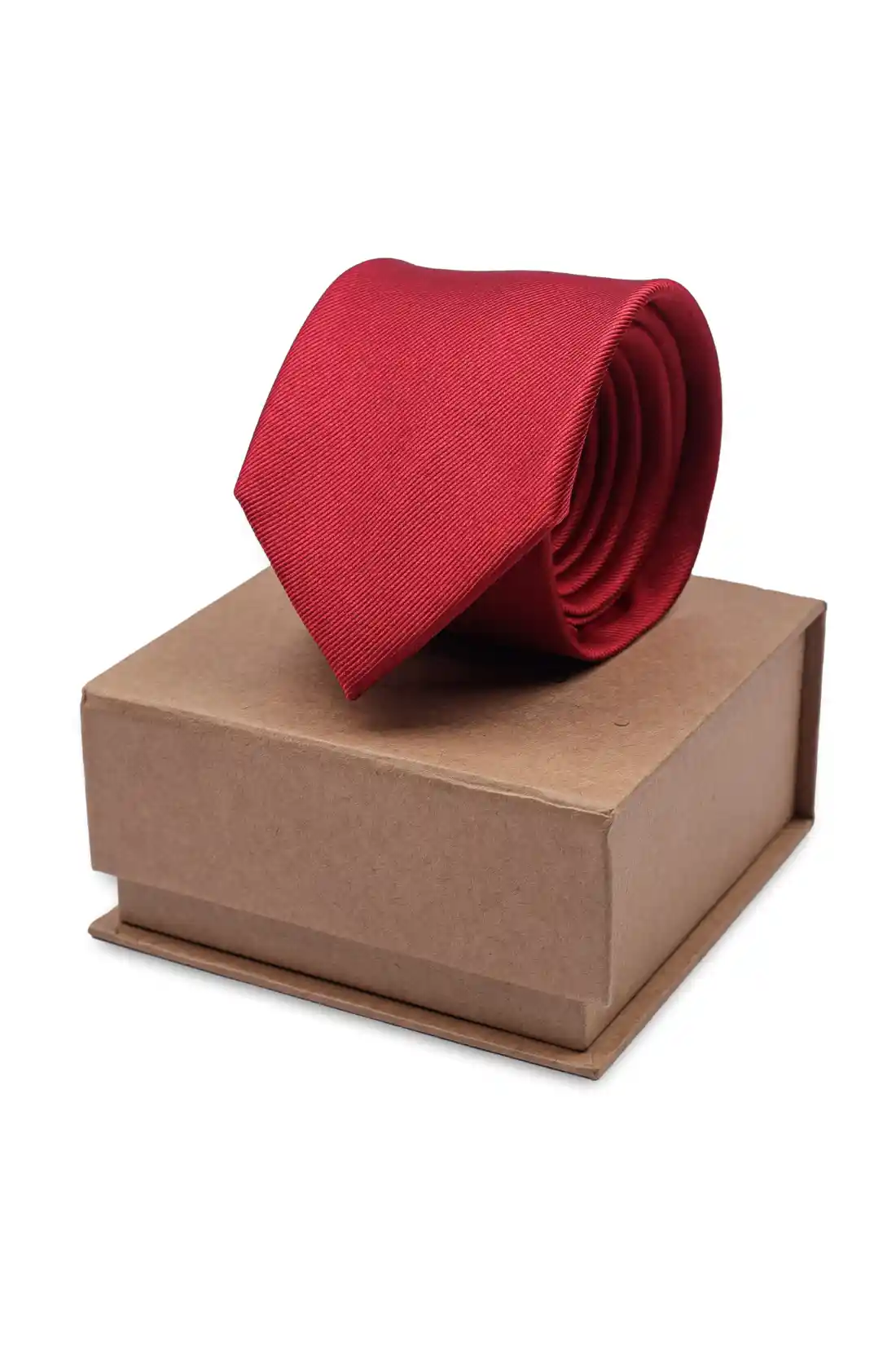 Red Solid Silk Necktie for Men