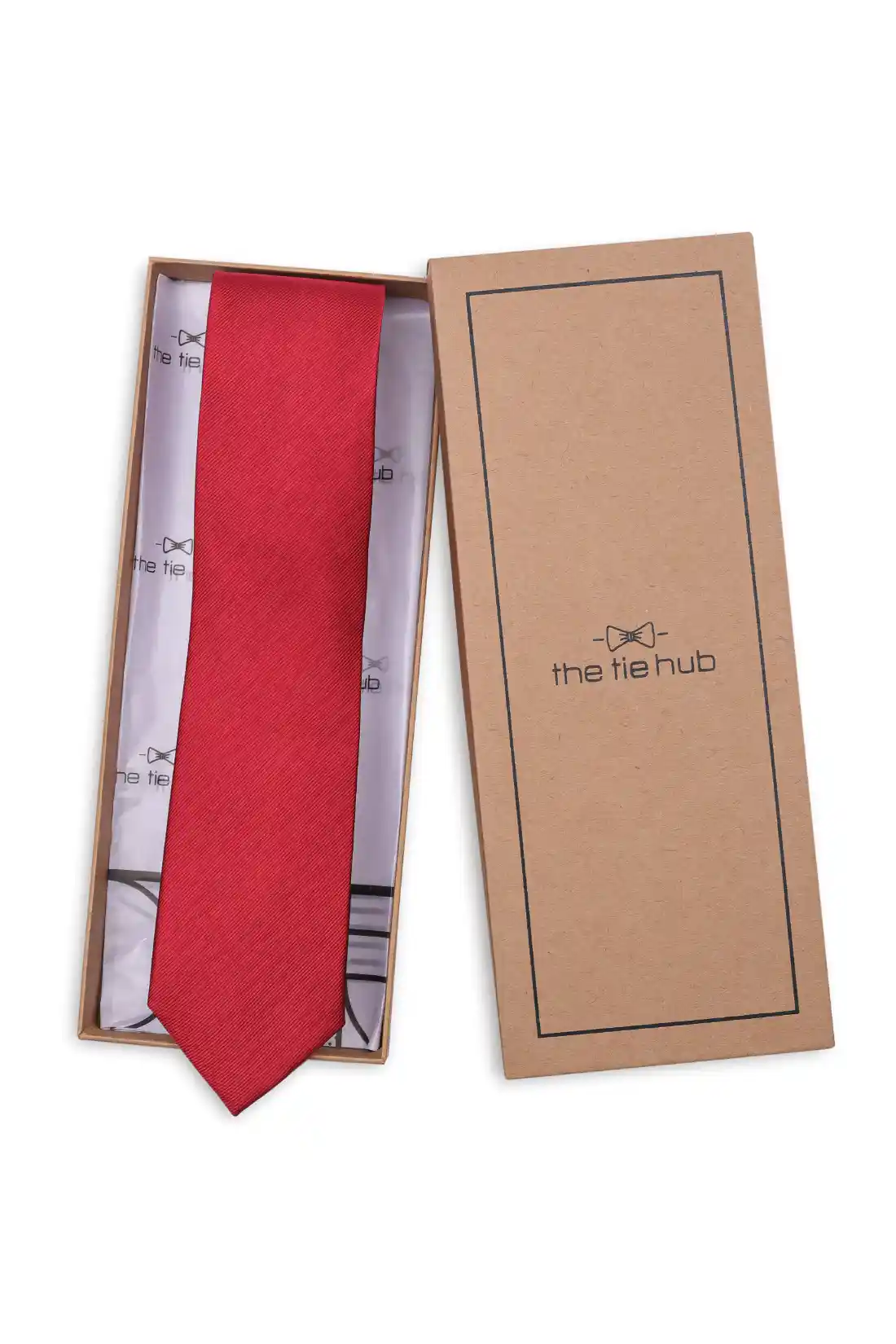 Red Solid Silk Necktie for Men