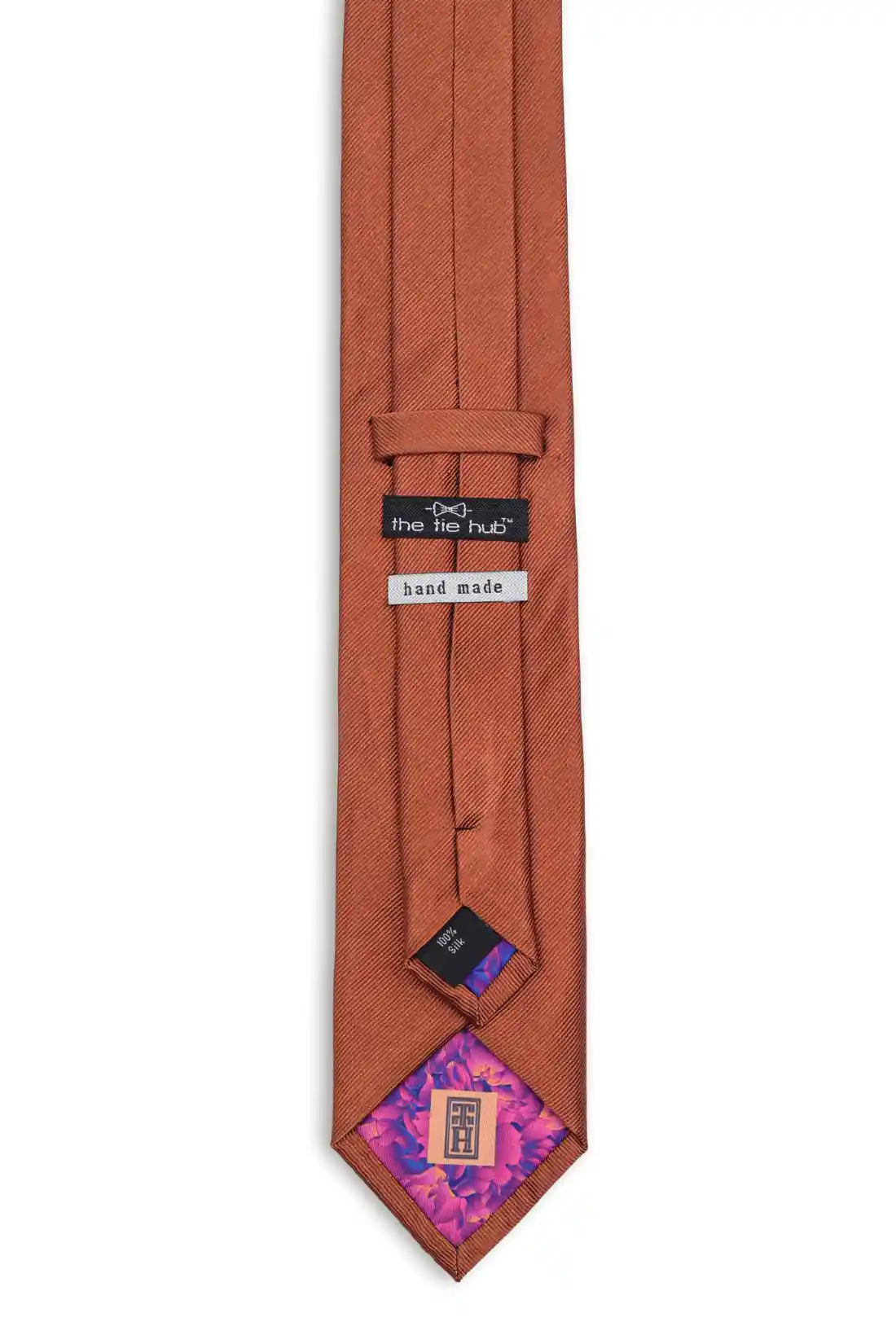 Brown Solid Silk Necktie for Men
