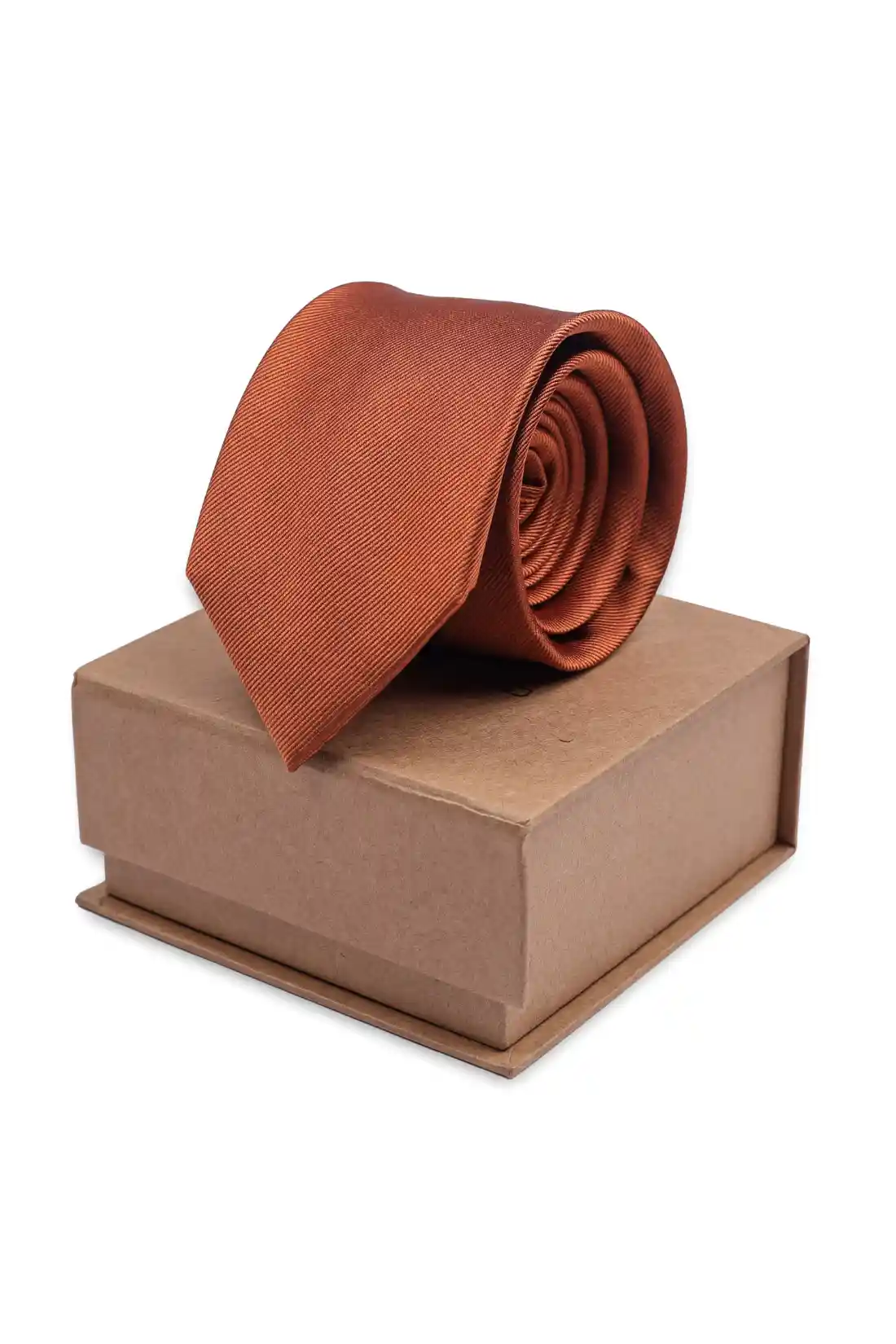 Brown Solid Silk Necktie for Men