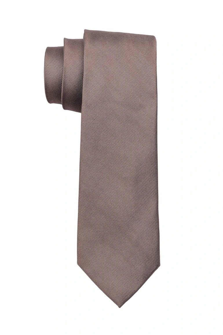 Brown Solid Silk Necktie for Men