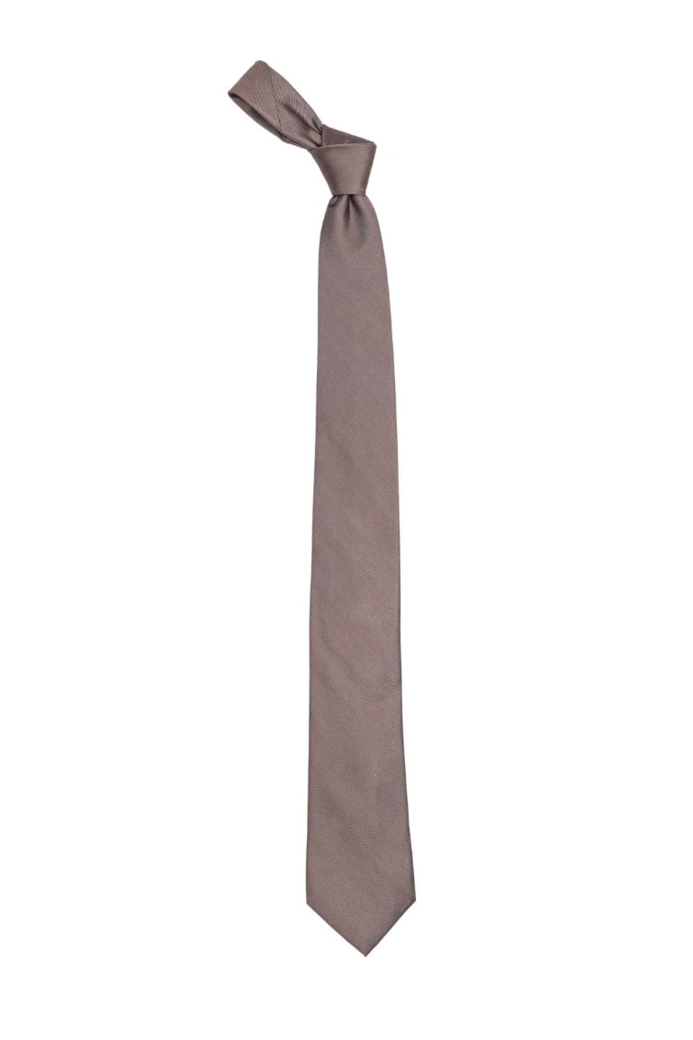 Brown Solid Silk Necktie for Men