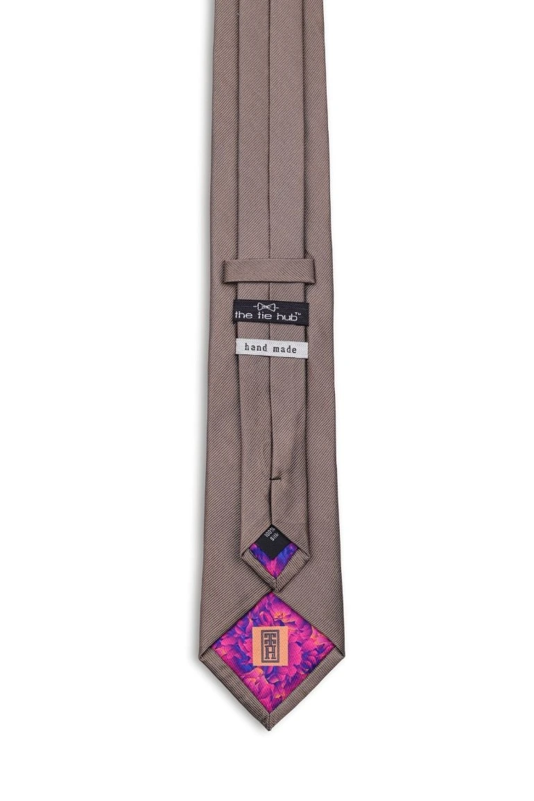 Brown Solid Silk Necktie for Men