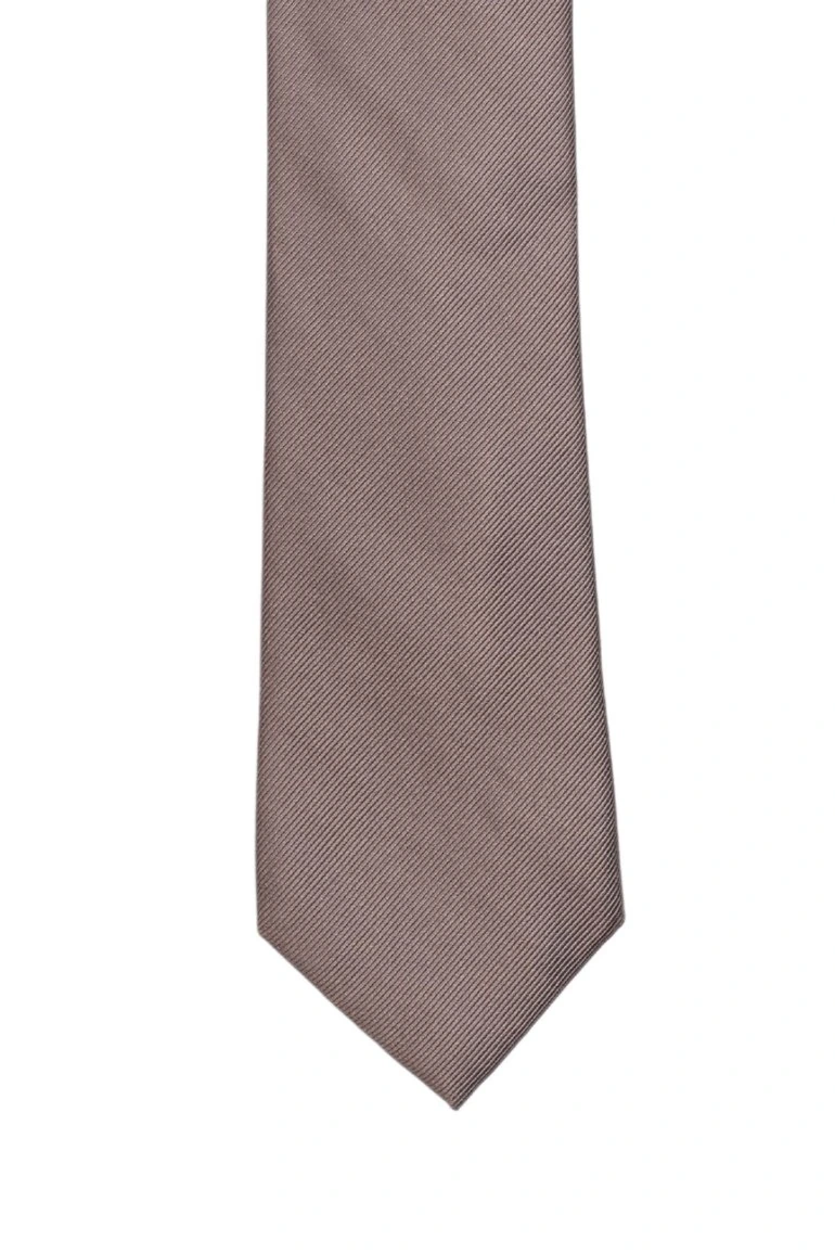 Brown Solid Silk Necktie for Men
