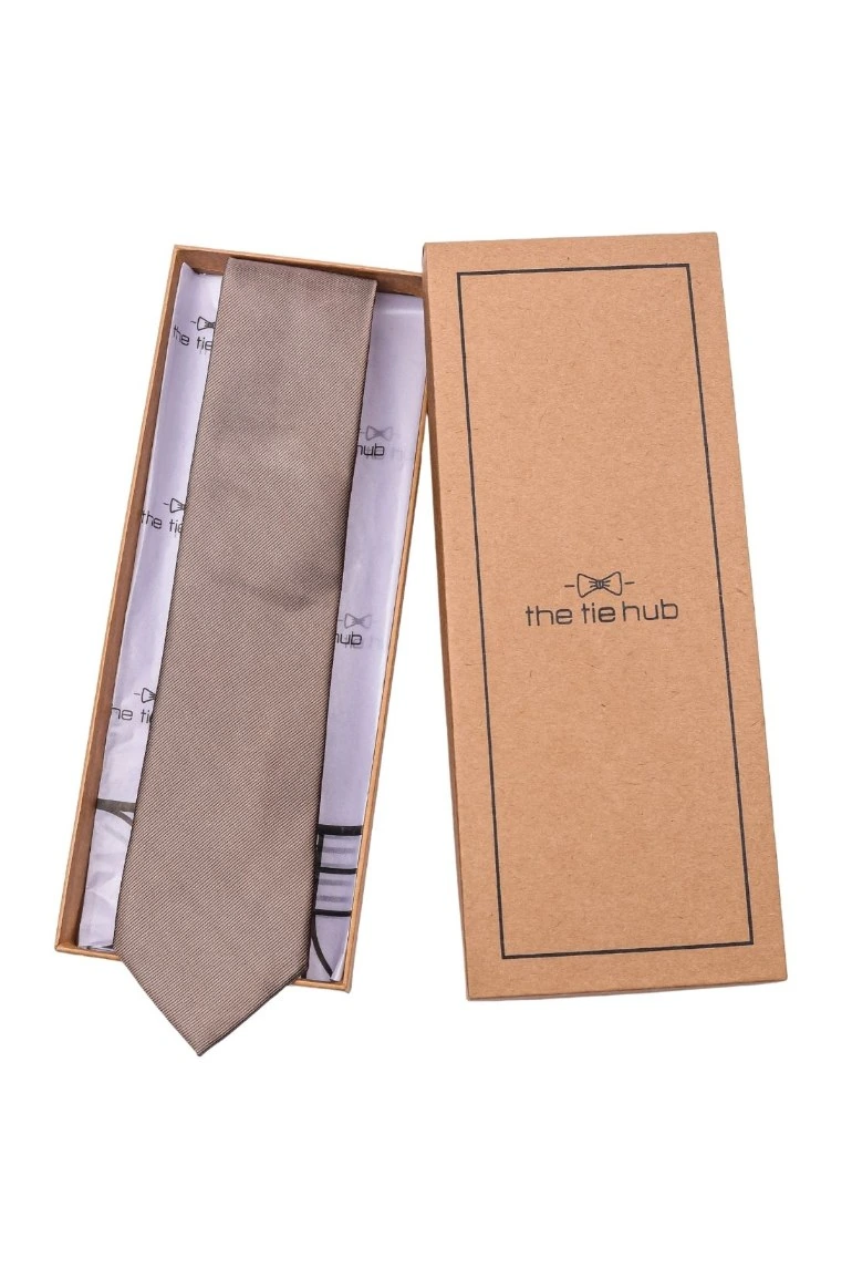 Brown Solid Silk Necktie for Men
