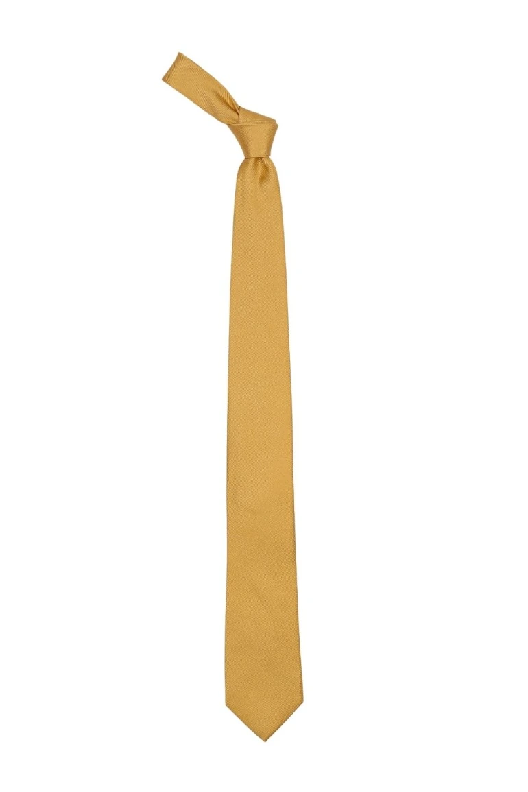 Yellow Solid Silk Necktie for Men