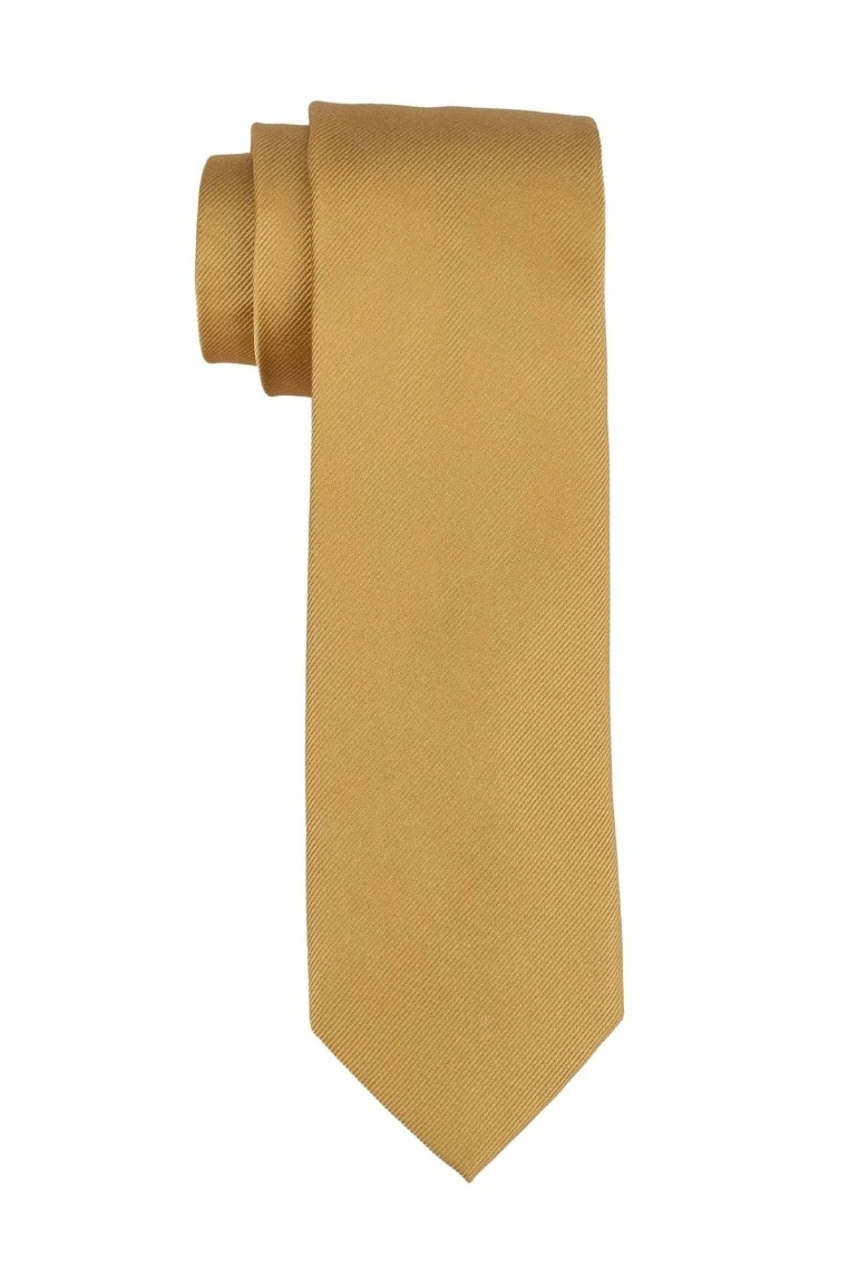 Yellow Solid Silk Necktie for Men