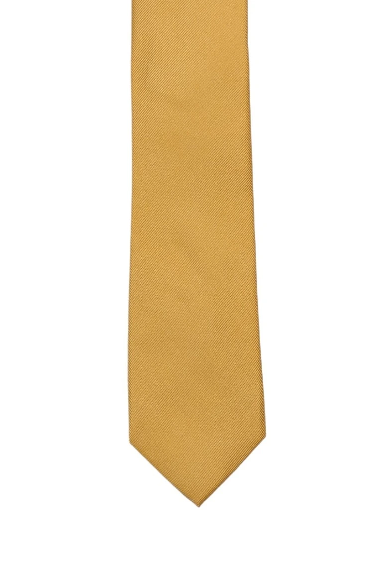 Yellow Solid Silk Necktie for Men