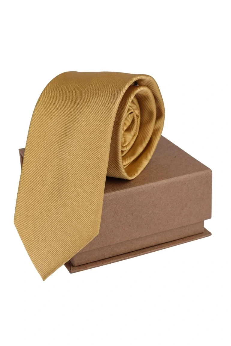Yellow Solid Silk Necktie for Men