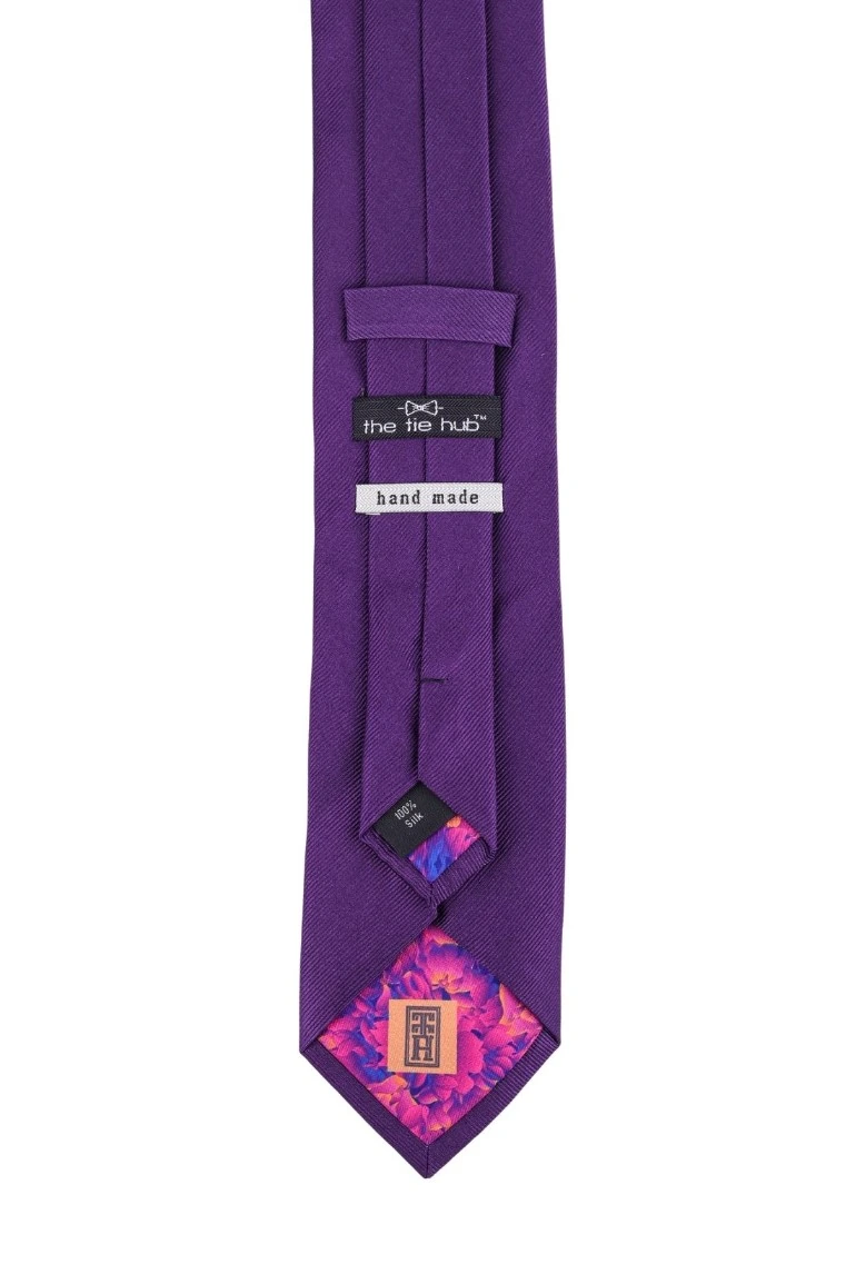 Purple Solid Silk Necktie for Men