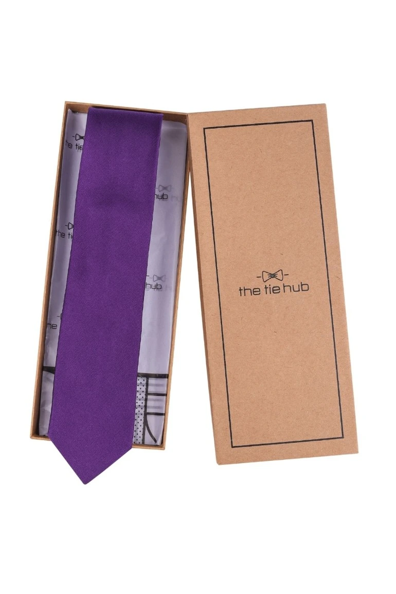 Purple Solid Silk Necktie for Men