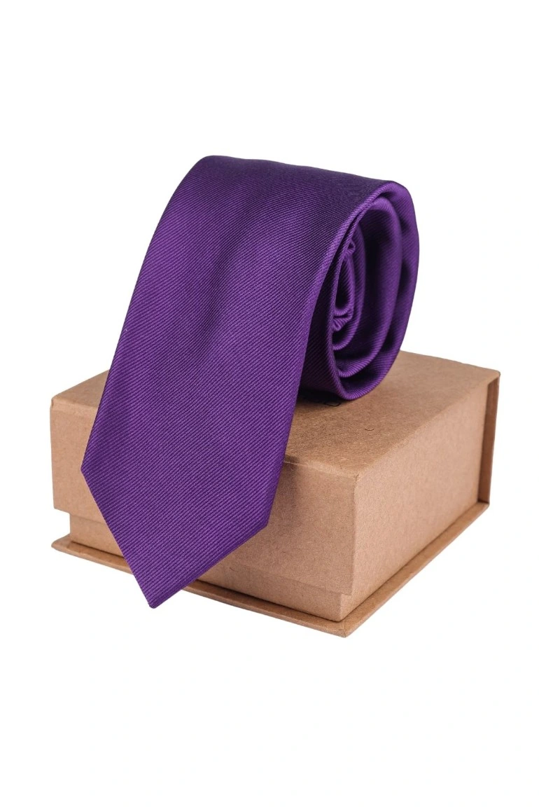 Purple Solid Silk Necktie for Men