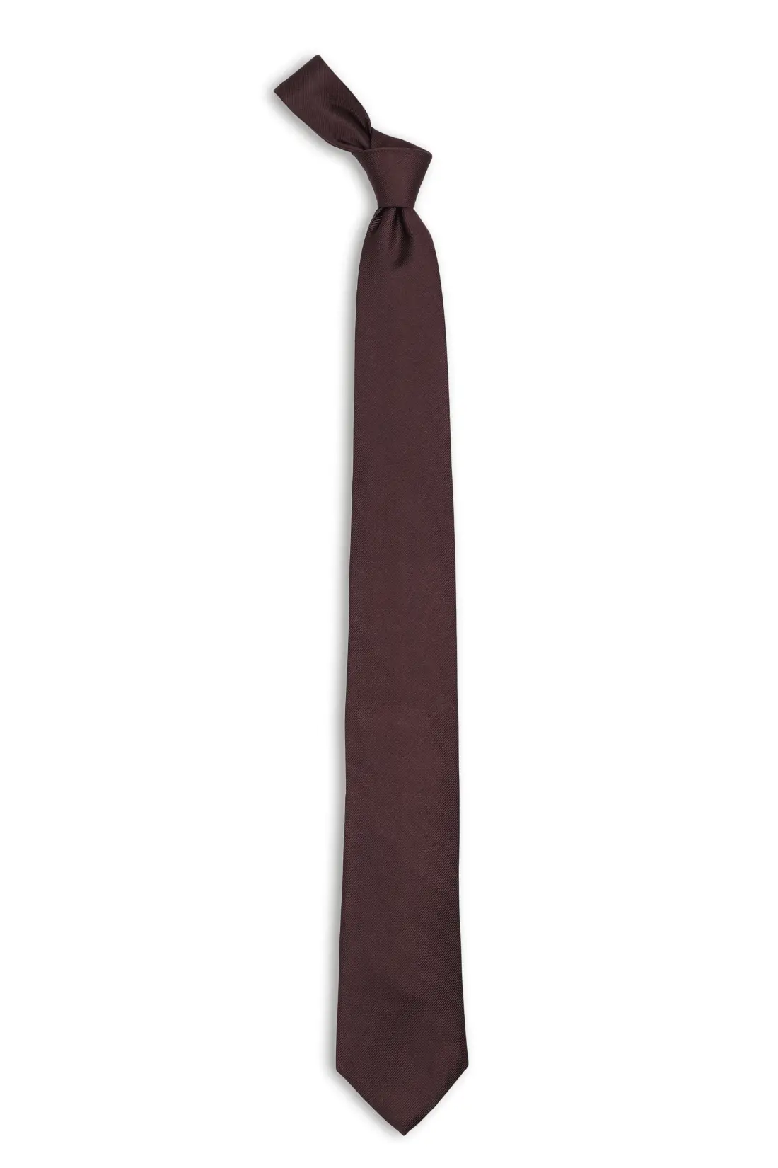 Brown Solid Silk Necktie for Men
