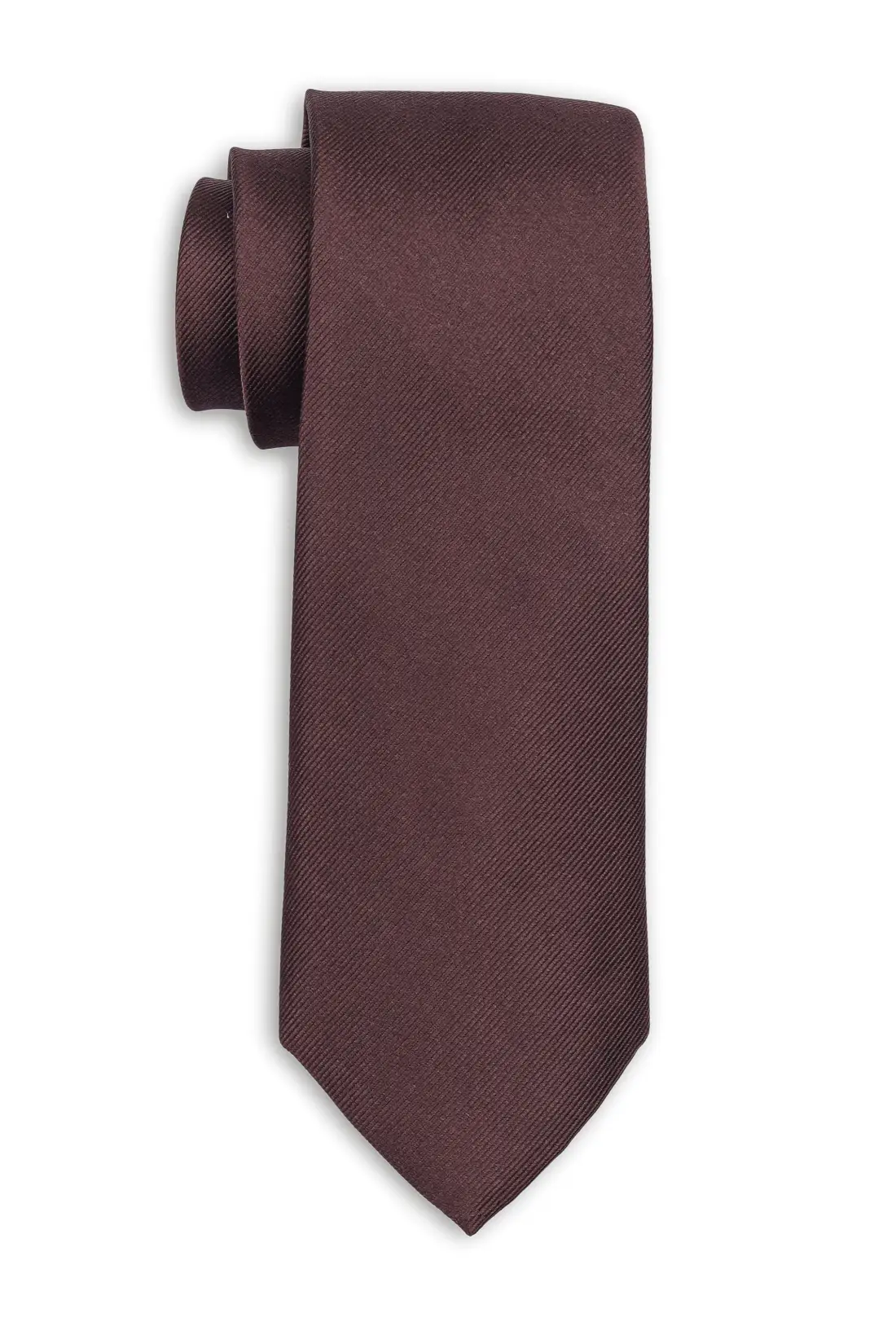 Brown Solid Silk Necktie for Men