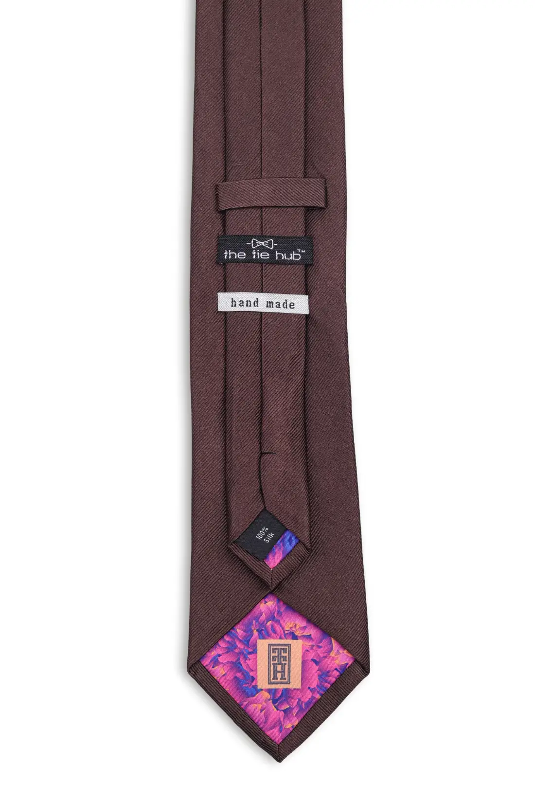 Brown Solid Silk Necktie for Men