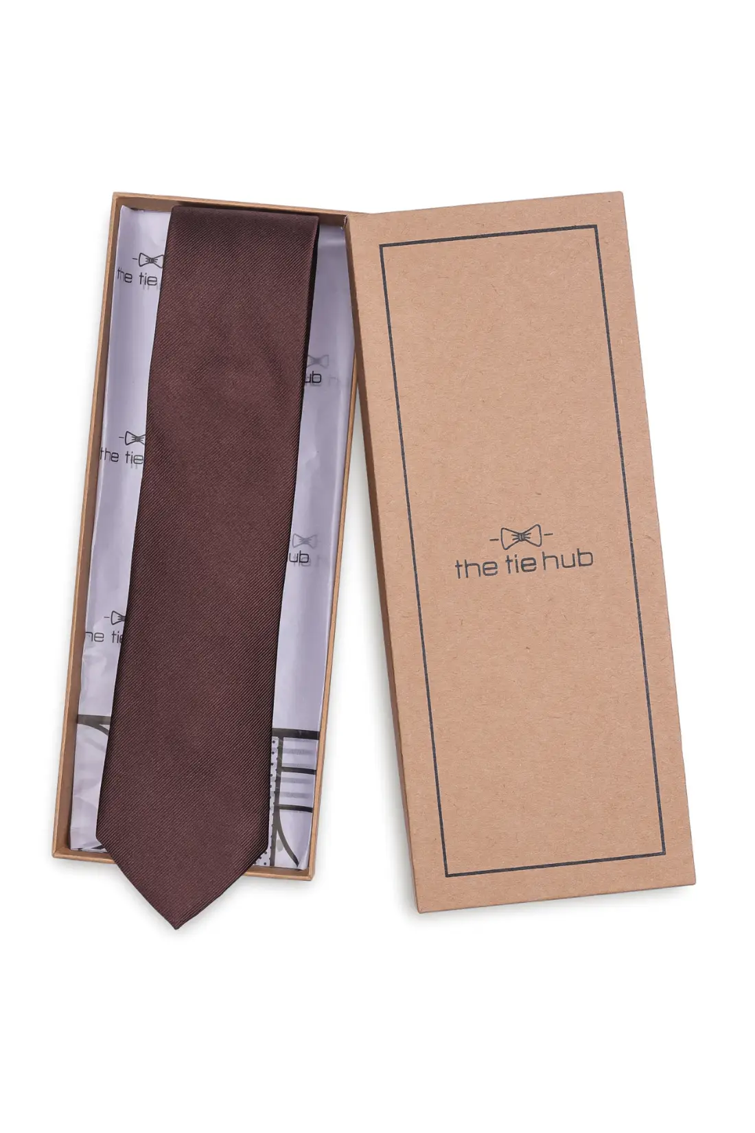 Brown Solid Silk Necktie for Men