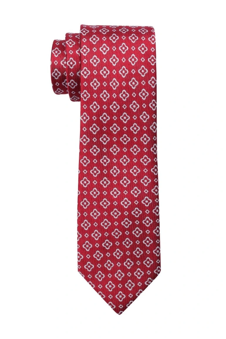 Red Floral Silk Necktie for Men