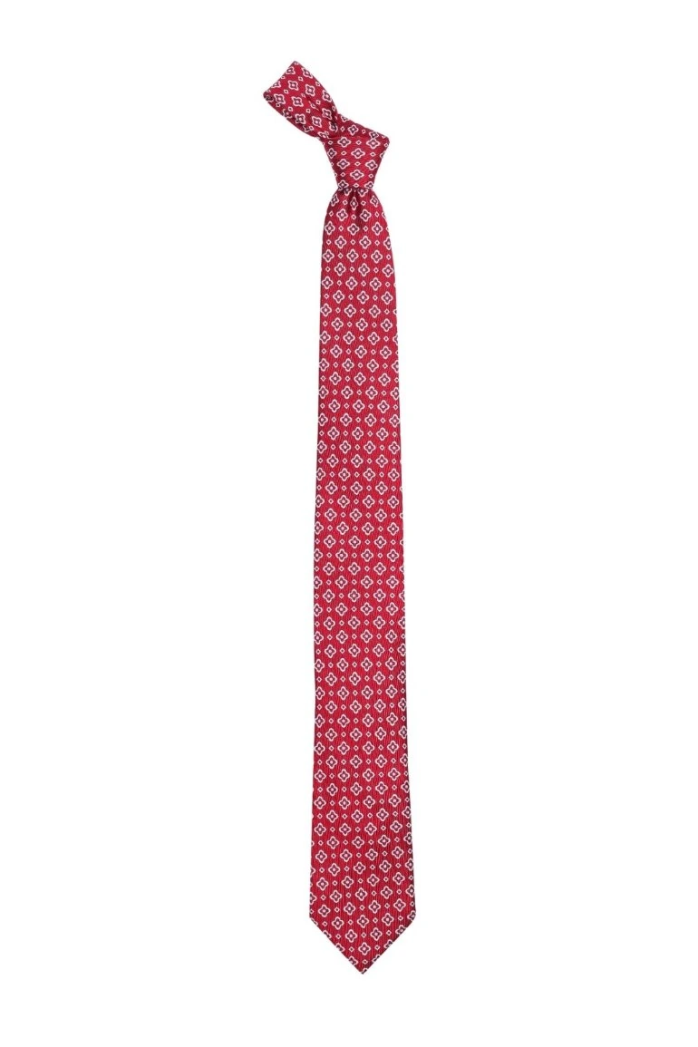 Red Floral Silk Necktie for Men