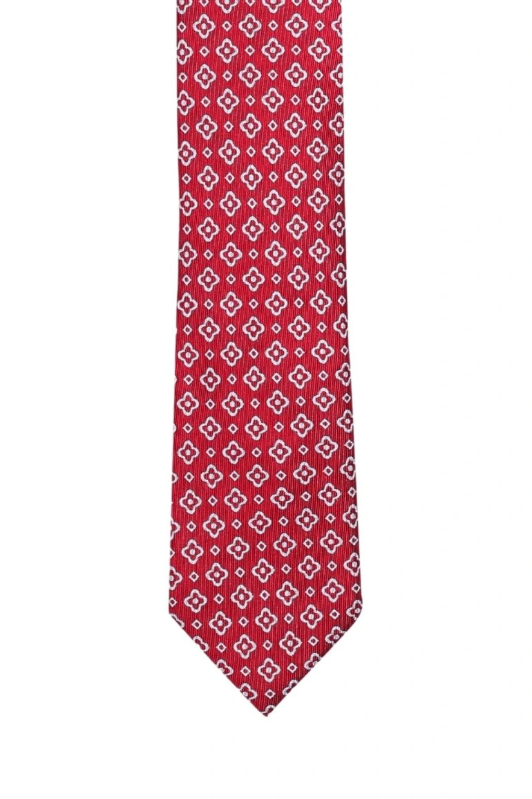 Red Floral Silk Necktie for Men