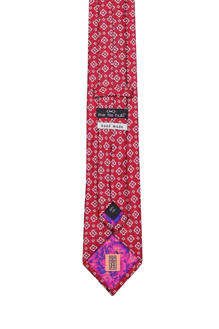 Red Floral Silk Necktie for Men