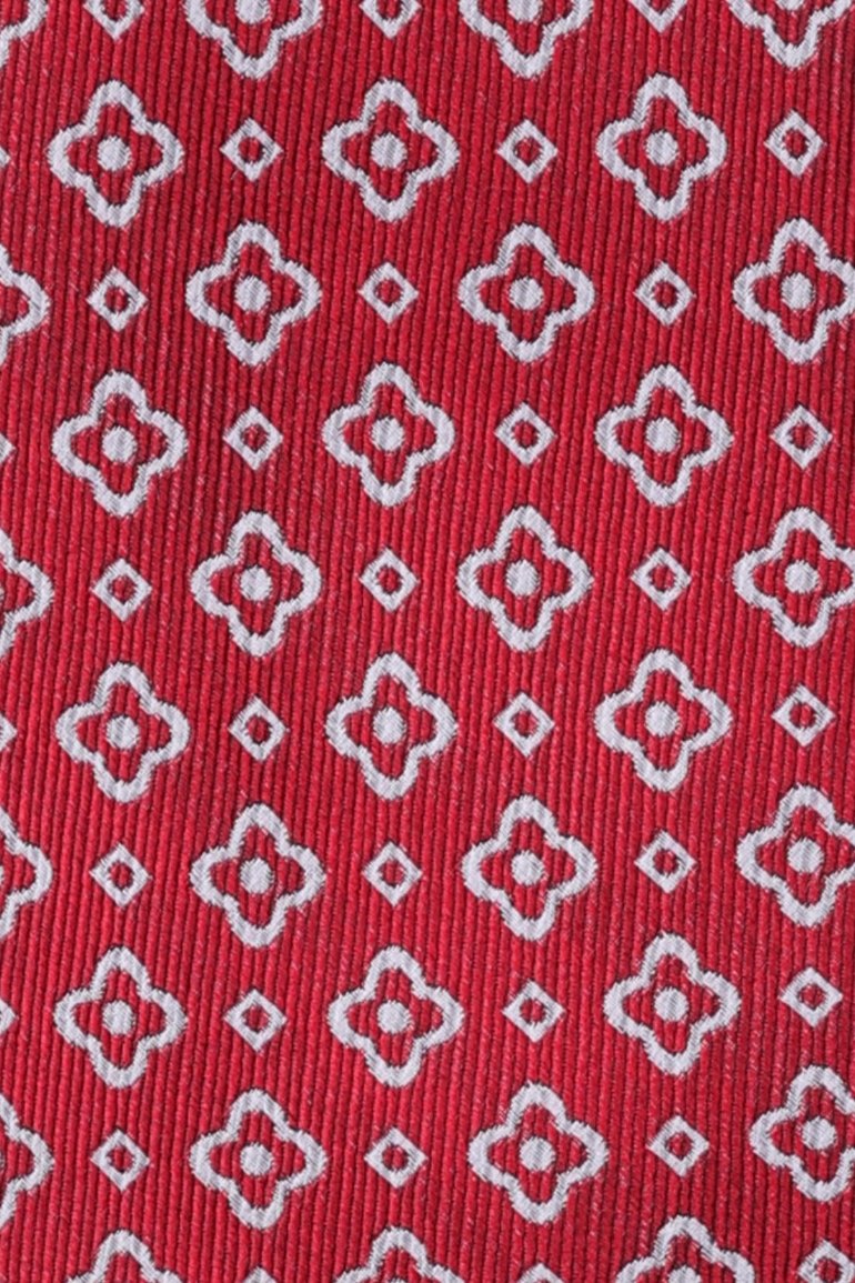 Red Floral Silk Necktie for Men