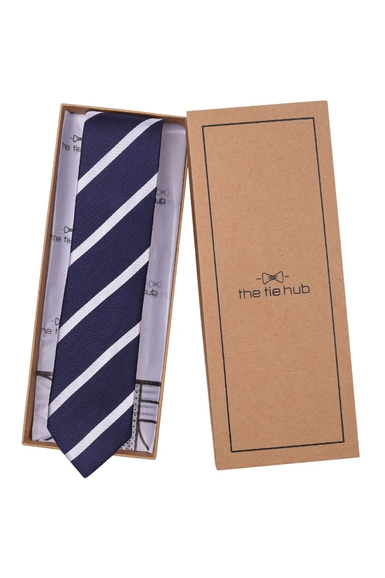 Blue Striped Silk Necktie for Men