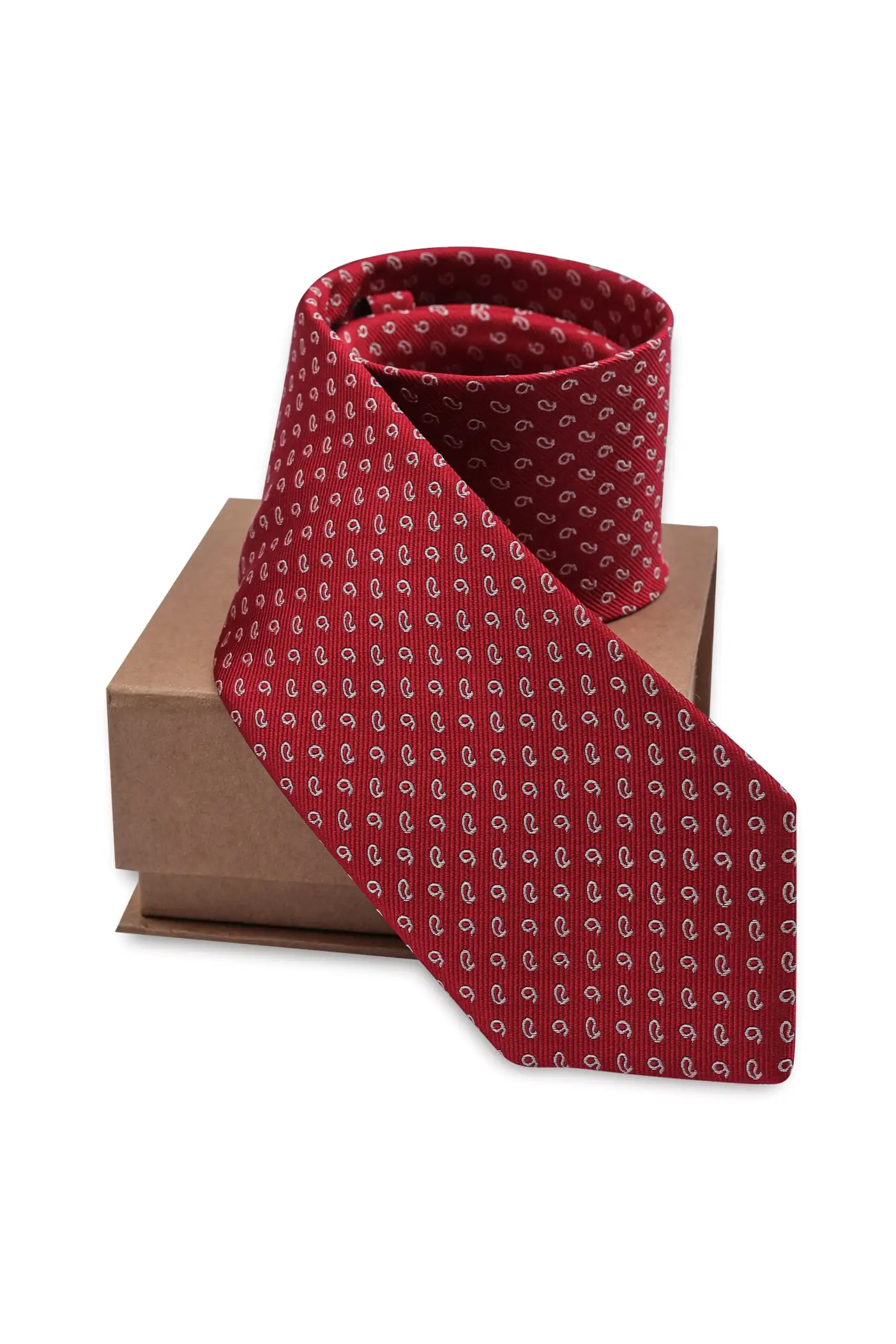 Red Paisley Silk Necktie for Men
