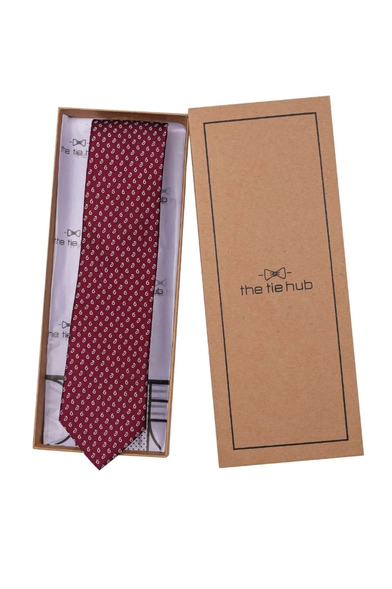 Red Paisley Silk Necktie for Men